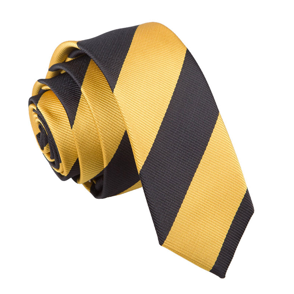 Yellow and Black Striped Skinny Tie