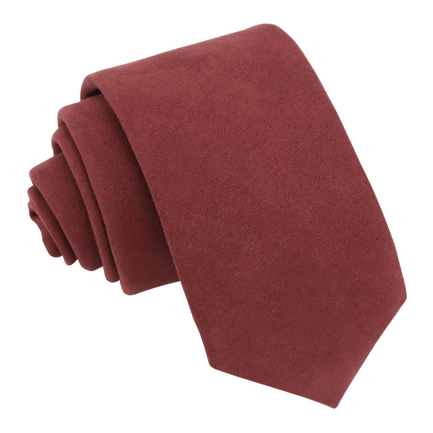 Suede Slim Tie - Maroon - Well Dapper