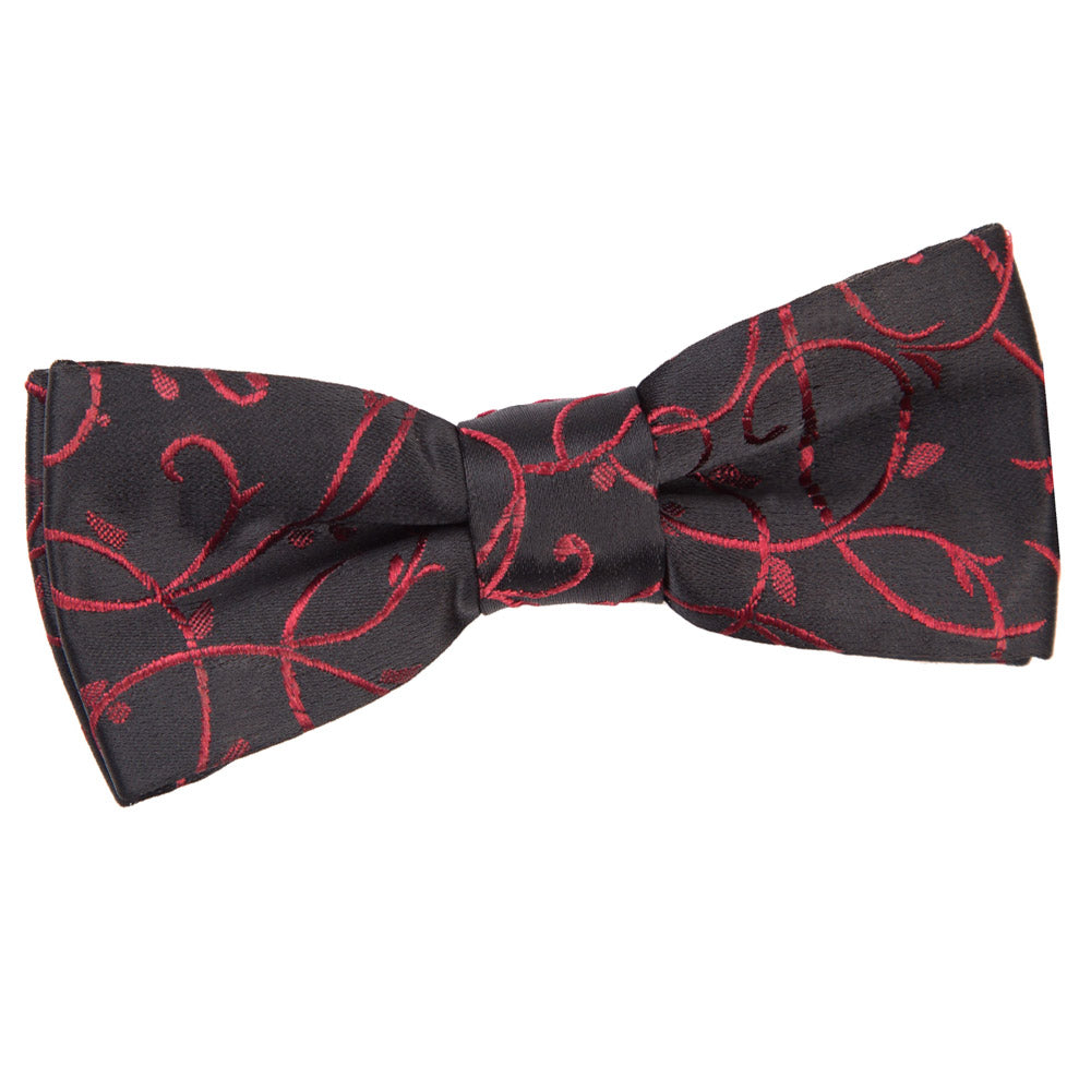 Boys Black and Burgundy Swirl Pre Tied Bow Tie