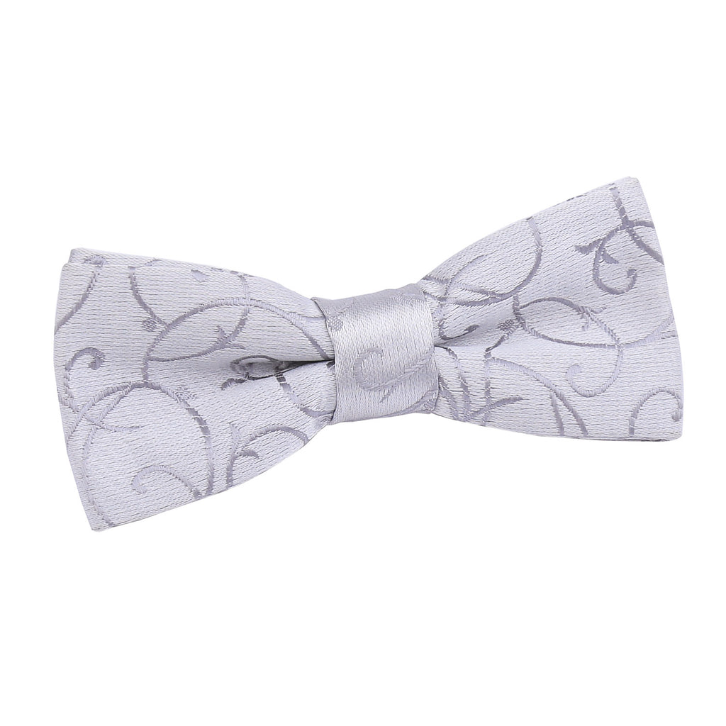 Boys Silver Swirl Pre Tied Bow Tie