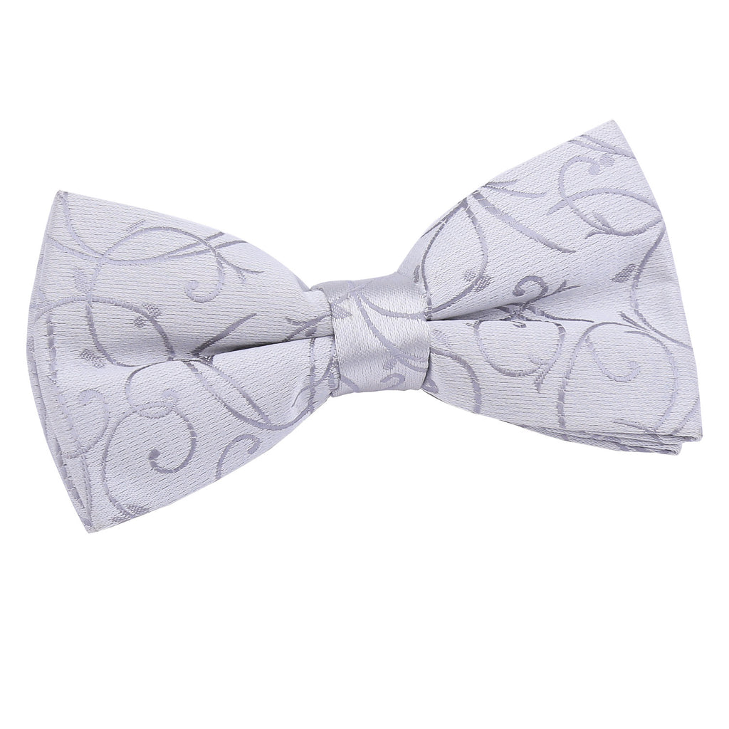 Silver Swirl Pre Tied Bow Tie