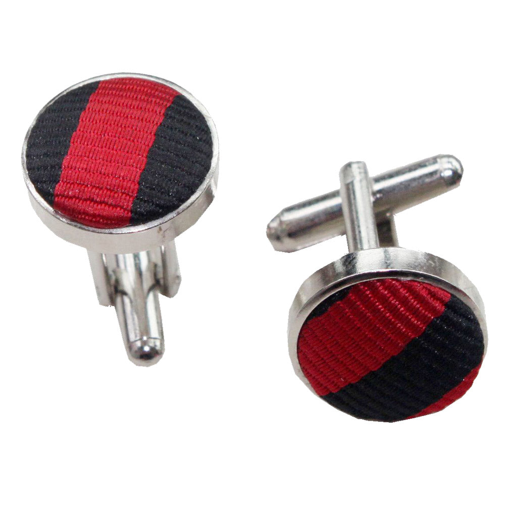 Thin Stripe Cufflinks - Navy Blue and Teal - Well Dapper