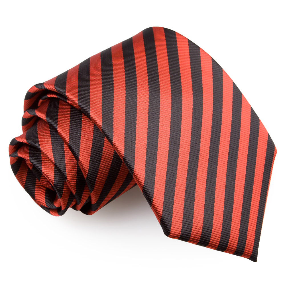 Thin Stripe Classic Tie - White and Orange - Well Dapper