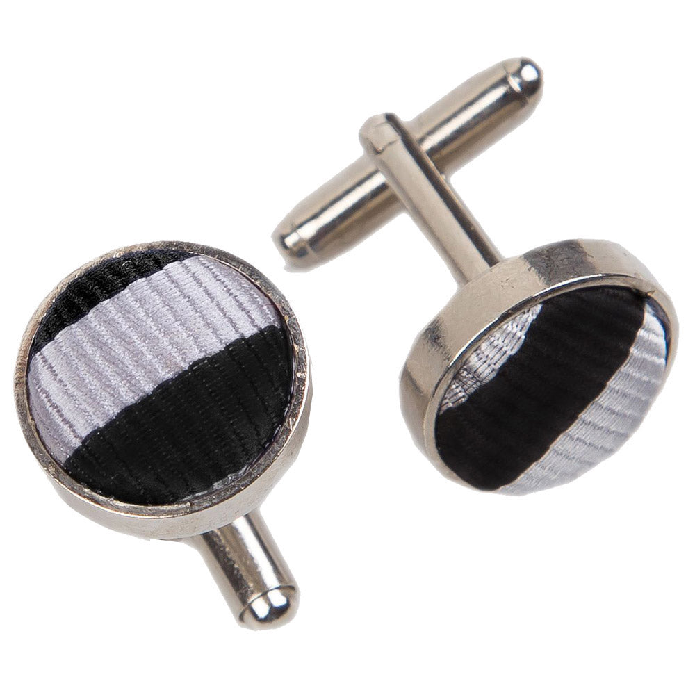 Thin Stripe Cufflinks - Navy Blue and Teal - Well Dapper