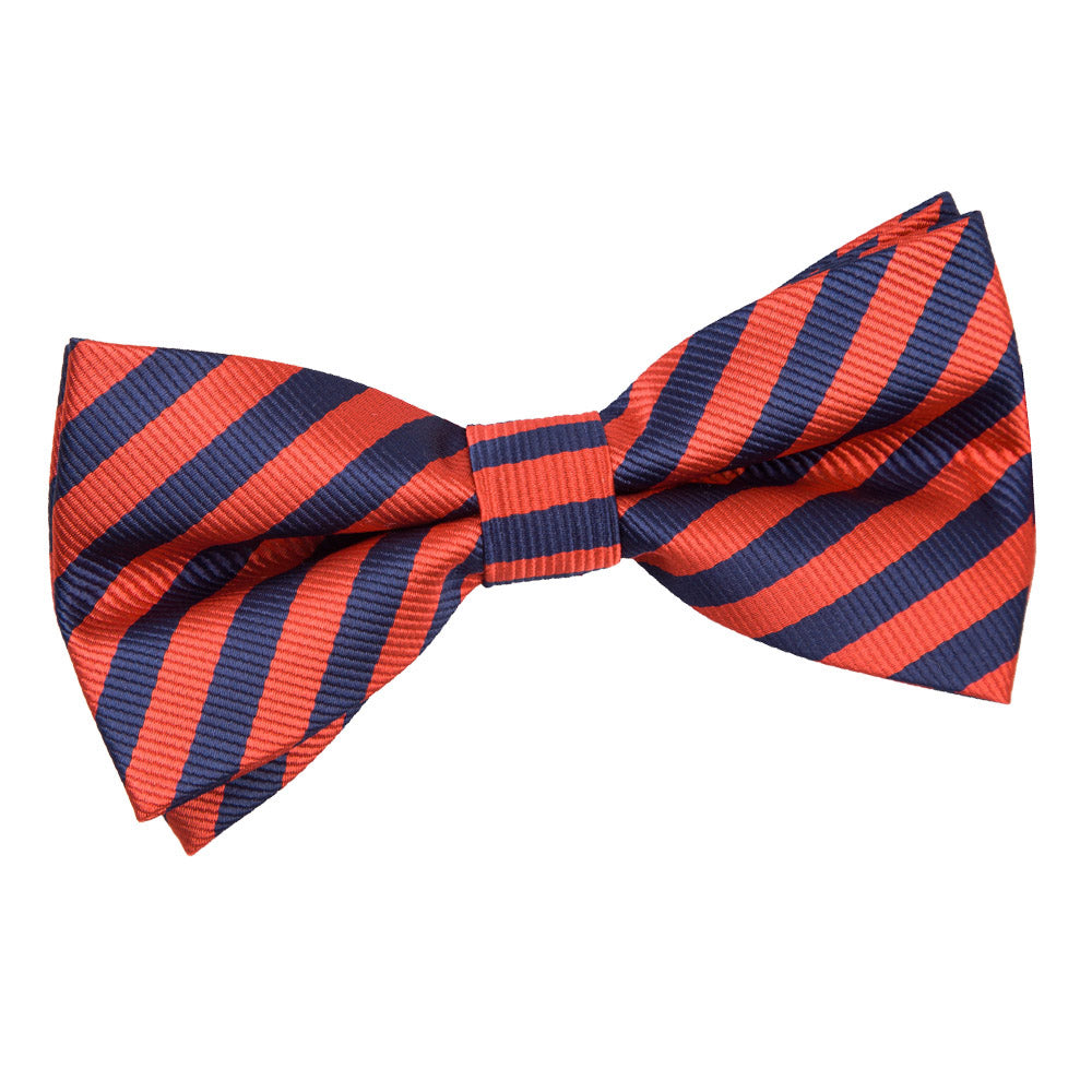 Thin Stripe Pre-Tied Bow Tie - White and Teal - Well Dapper