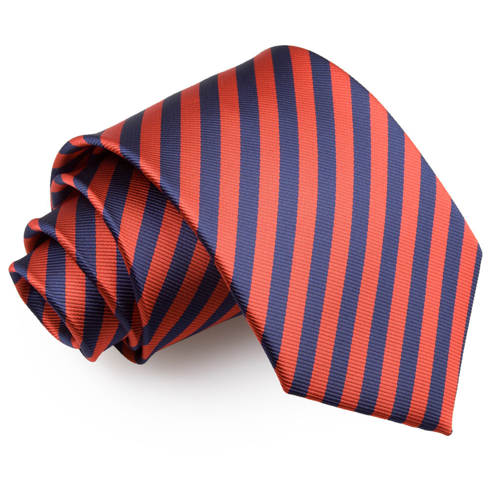 Thin Stripe Classic Tie - White and Orange - Well Dapper