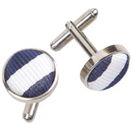 Thin Stripe Cufflinks - Black and Grey - Well Dapper