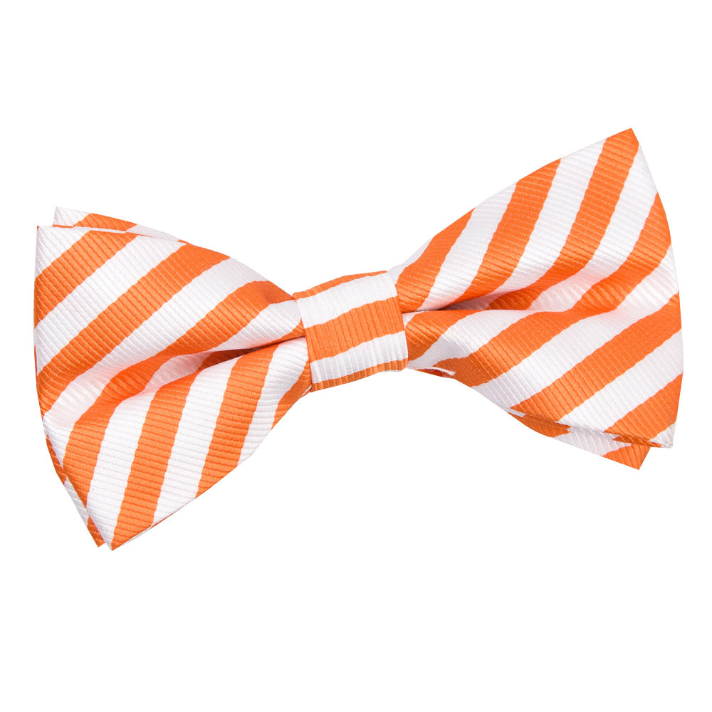 White and Orange Thin Stripe Pre Tied Bow Tie