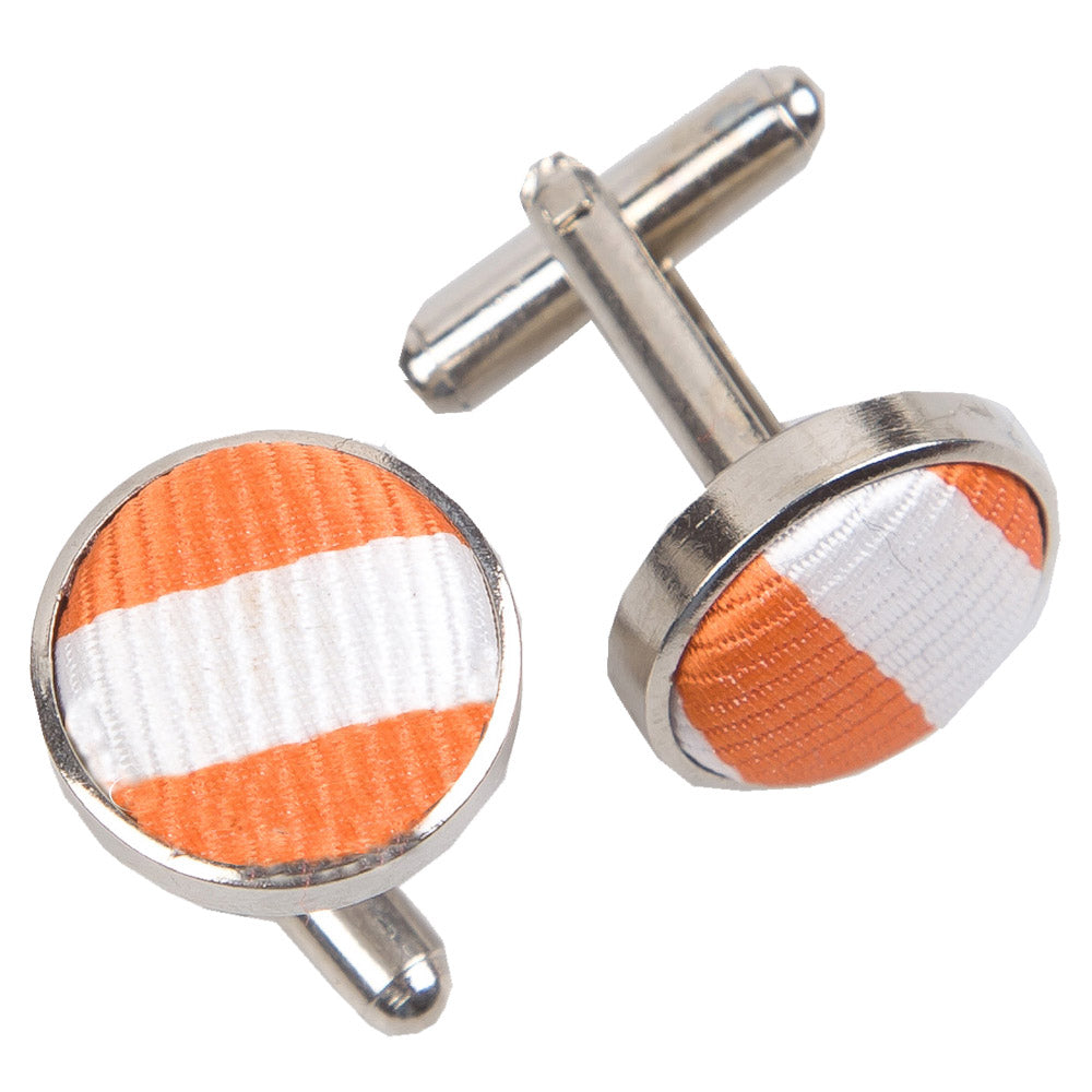 Thin Stripe Cufflinks - Navy Blue and Silver - Well Dapper