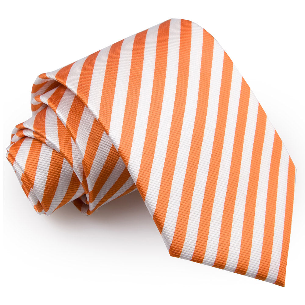 White and Orange Thin Stripe Classic Tie