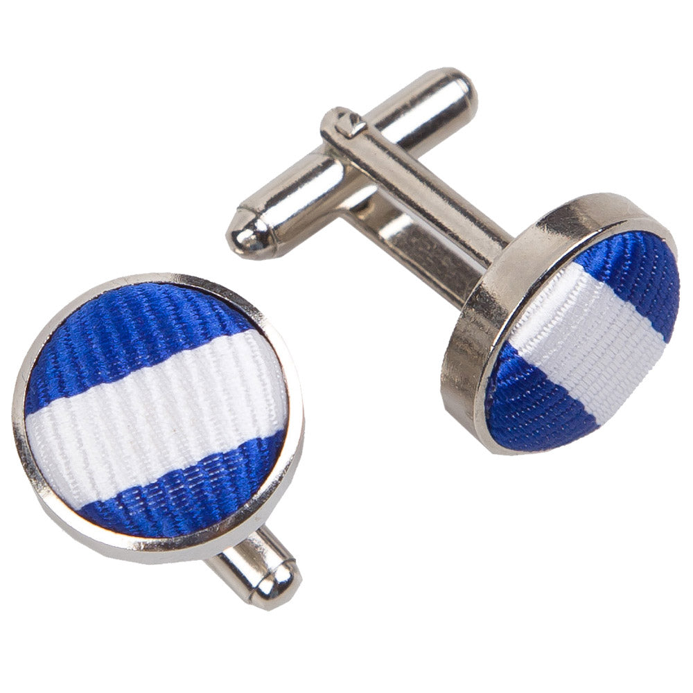 Thin Stripe Cufflinks - Navy Blue and Silver - Well Dapper