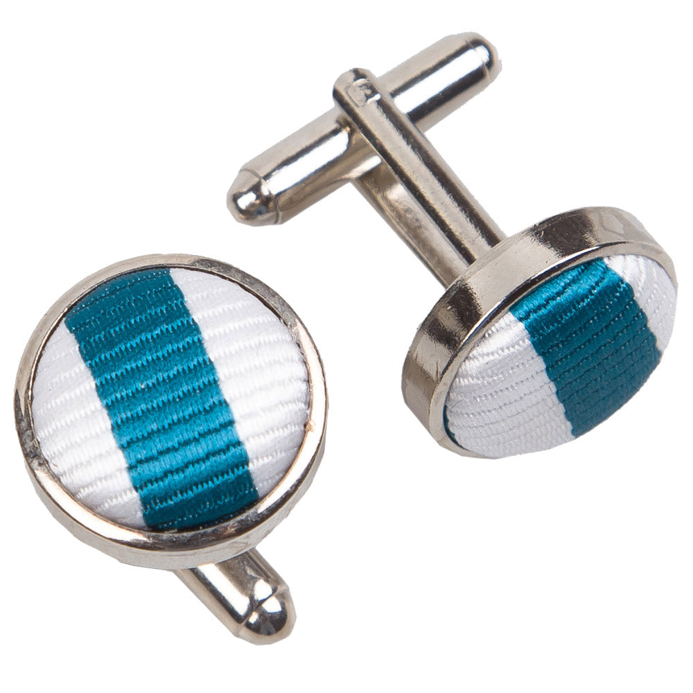 Thin Stripe Cufflinks - White and Royal Blue - Well Dapper