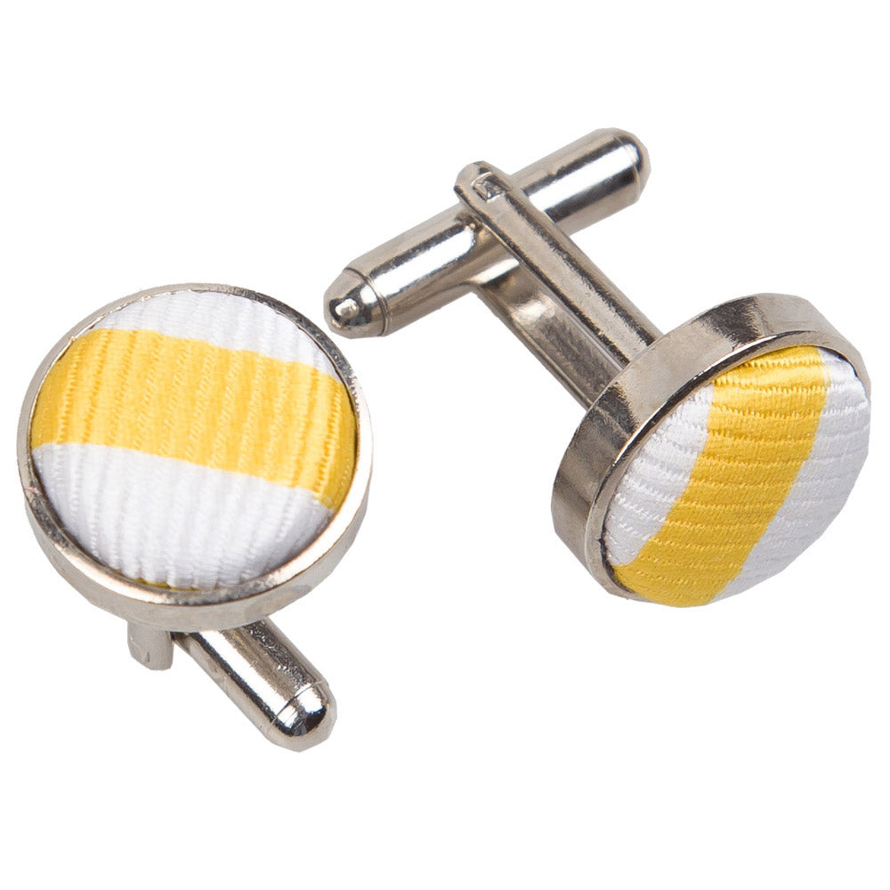 Thin Stripe Cufflinks - Navy Blue and Teal - Well Dapper