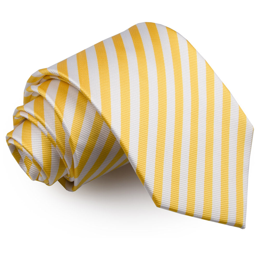 White and Yellow Thin Stripe Classic Tie